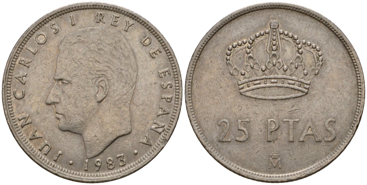 Испания 25 песет 1983 Хуан Карлос I (1975-2014) KM 824 медно-никель 183-115