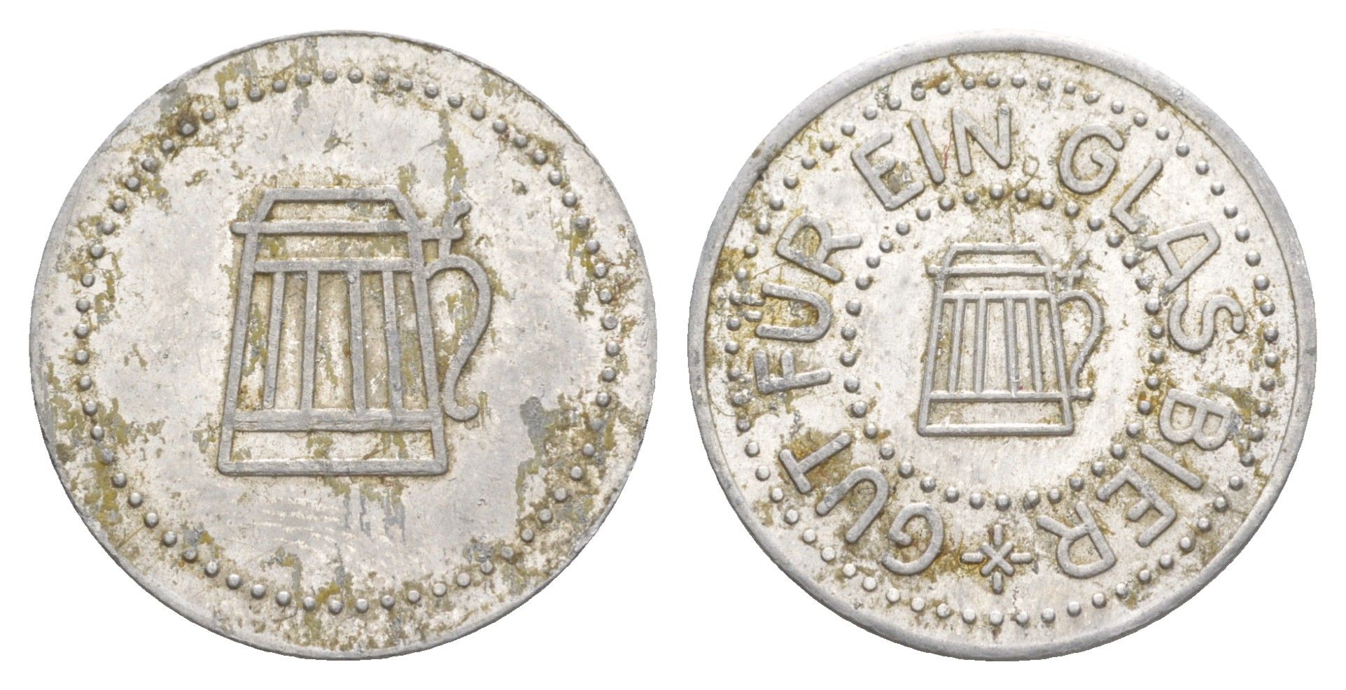 Германия жетон в 1 "стакан пива" ND диаметр 24 мм, вес 1,1 гр алюминий 4638-814