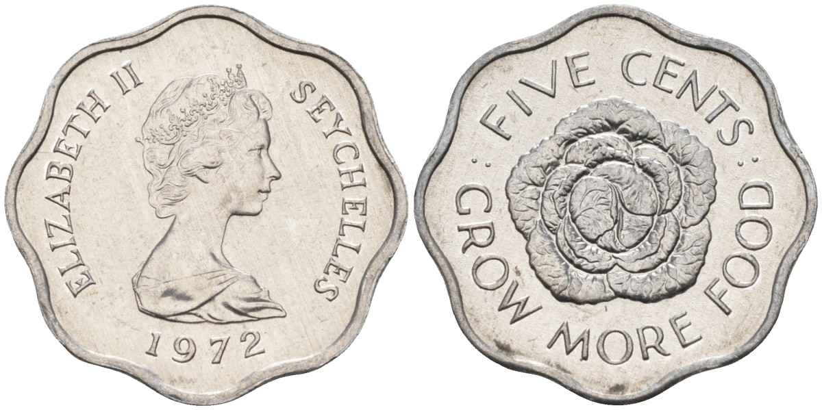 Сейшельские острова 5 центов 1972 FAO, цветок, Елизавета II KM 18 алюминий UNC 4588-648