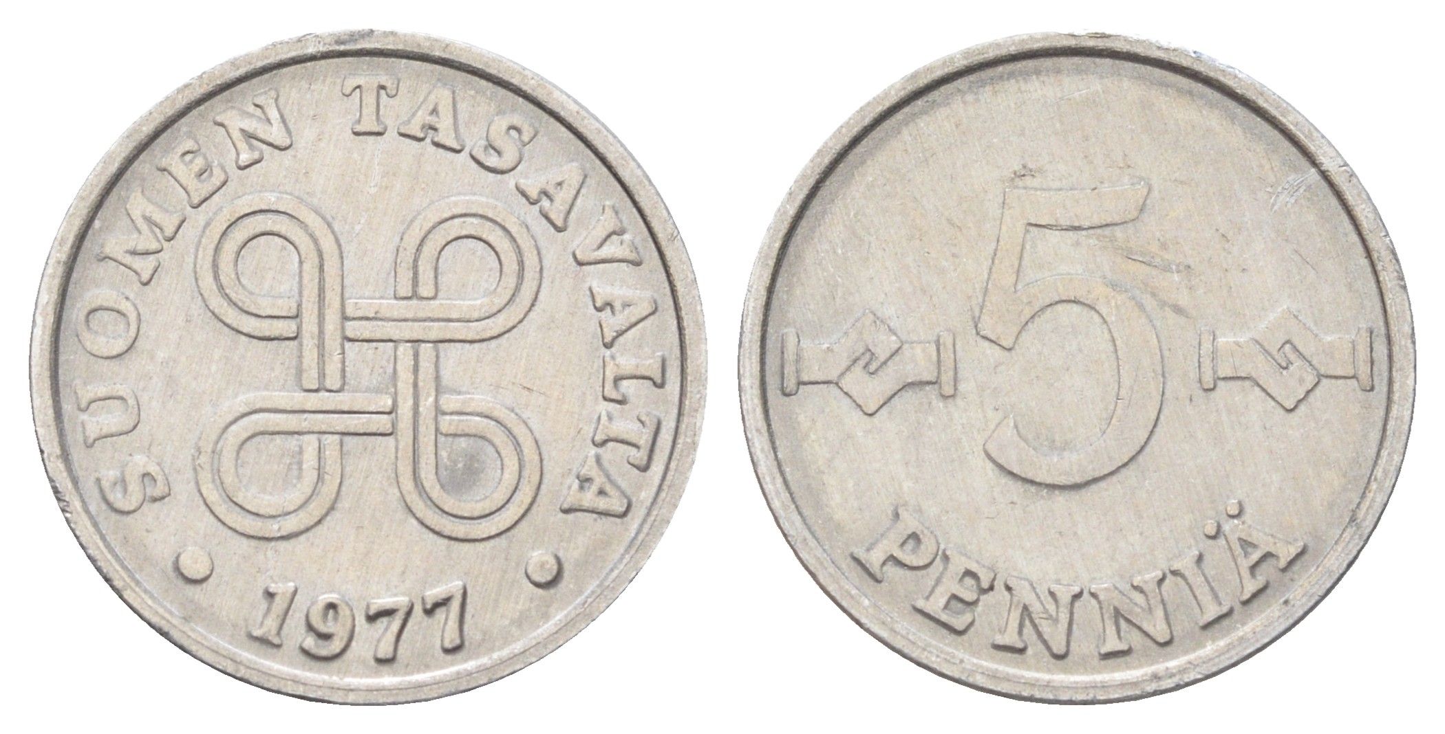 Финляндия 5 пенни 1977 KM 45a алюминий 4668-848