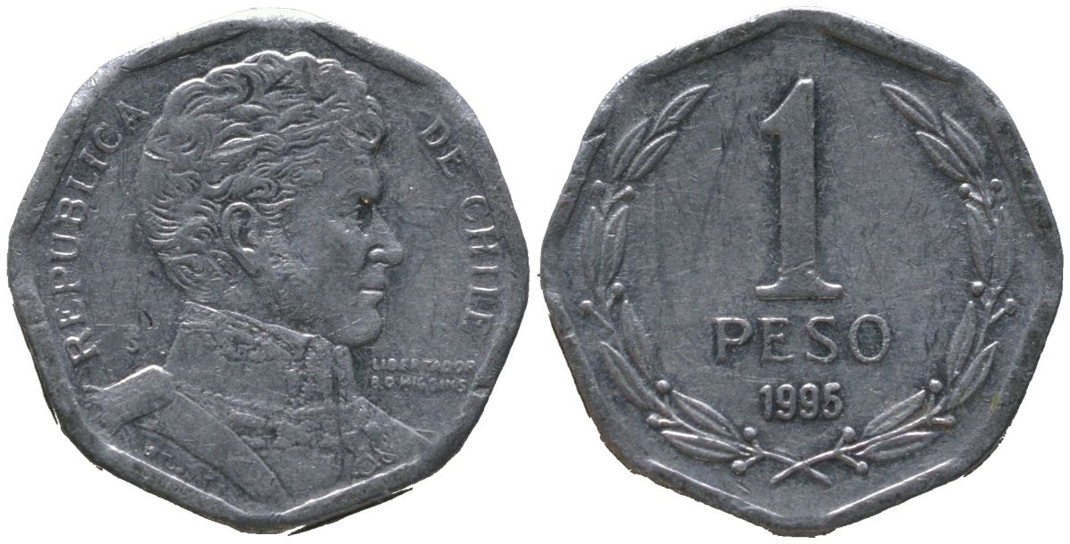 Чили 1 песо 1995 So KM 231, Schon 79 алюминий 4387-559