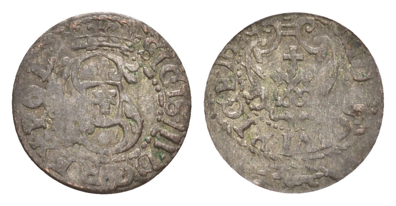 Ливония, Рига 1 шиллинг 1587-1622 KM 5 серебро 4655-235