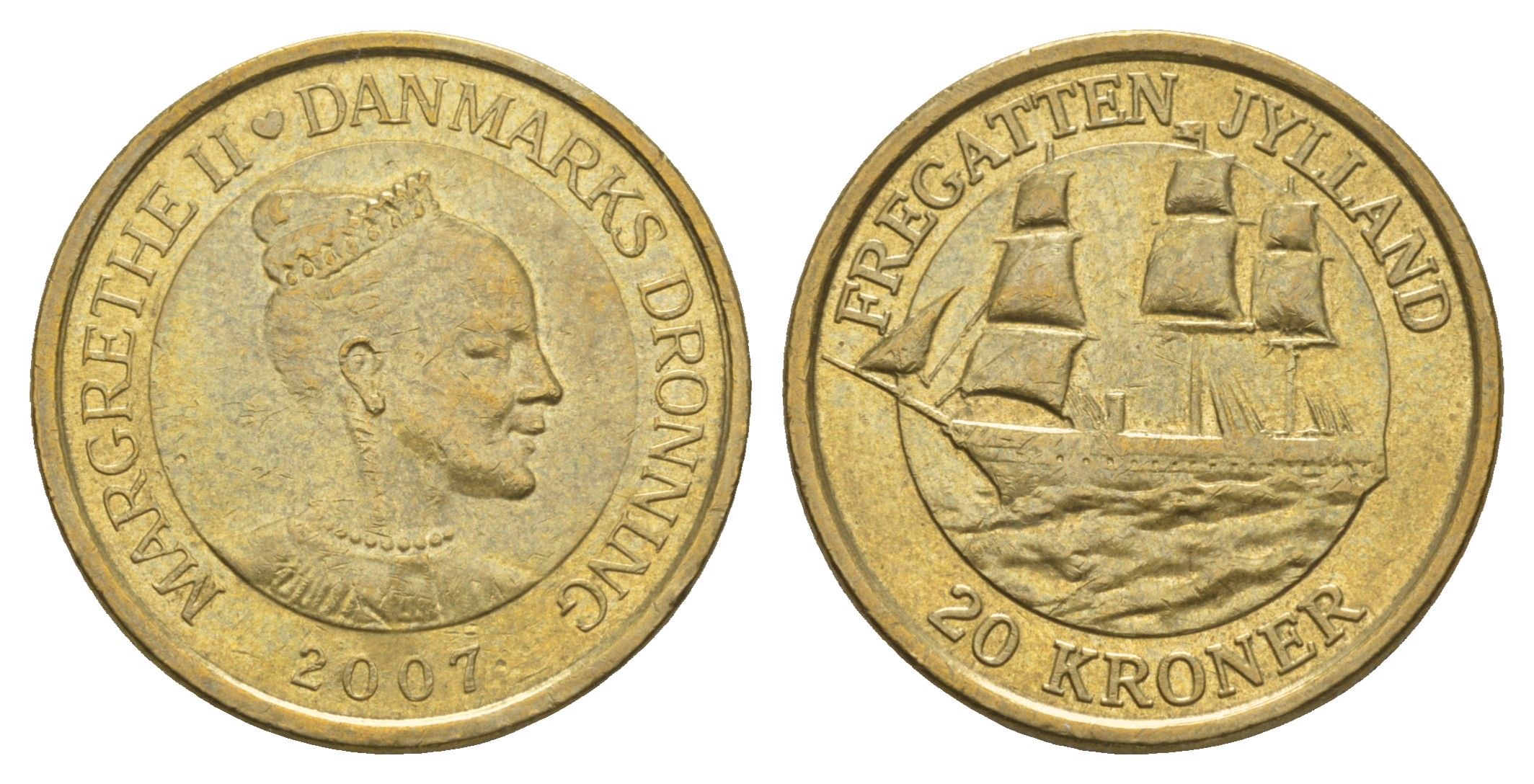 Дания 20 крон 2007 Корабли - Фрегат KM 920 алюминиевая бронза 4657-1251