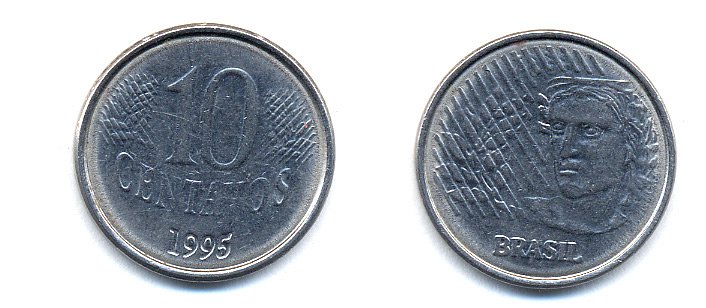 Бразилия 10 сентаво 1995 голова свободы KM 633 нержавеющая сталь aUNC 51-4545