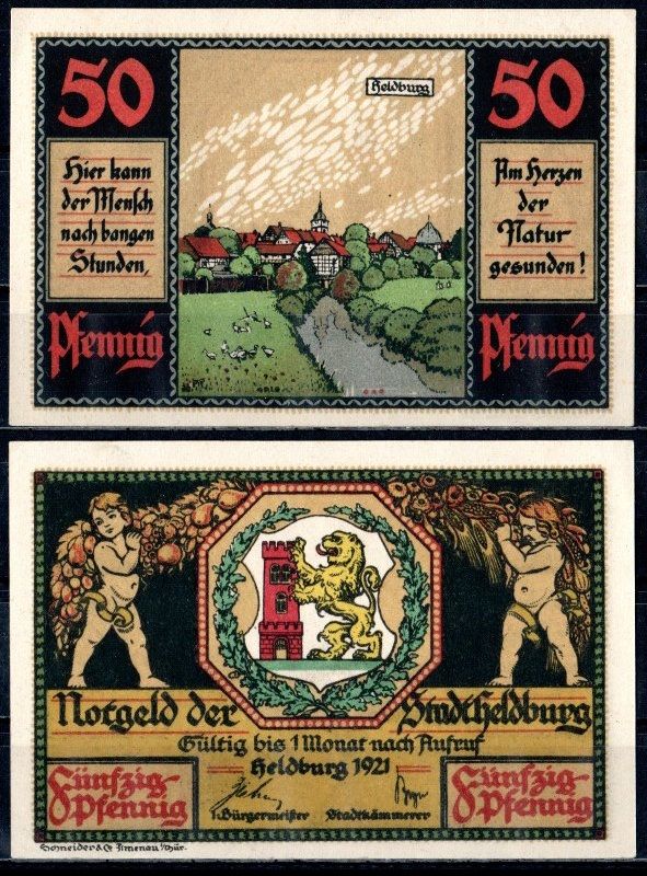 Хельдбург (Тюрингия) 50 пфеннигов 1921 бумага UNC (пресс) 7555-17-2-2