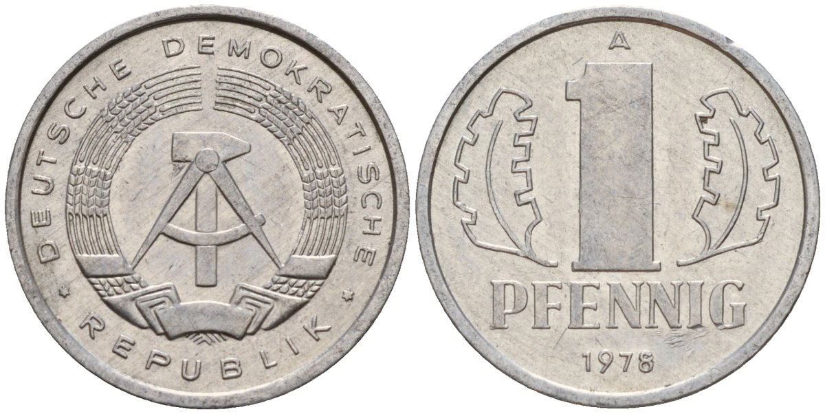 ГДР 1 пфенниг 1978 A KM 8.2 алюминий 187-322