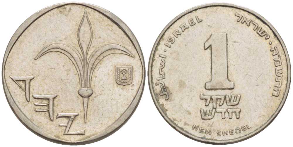 Израиль 1 новый шекель 1985 JE 5745 KM 160 медно-никель 105-1148