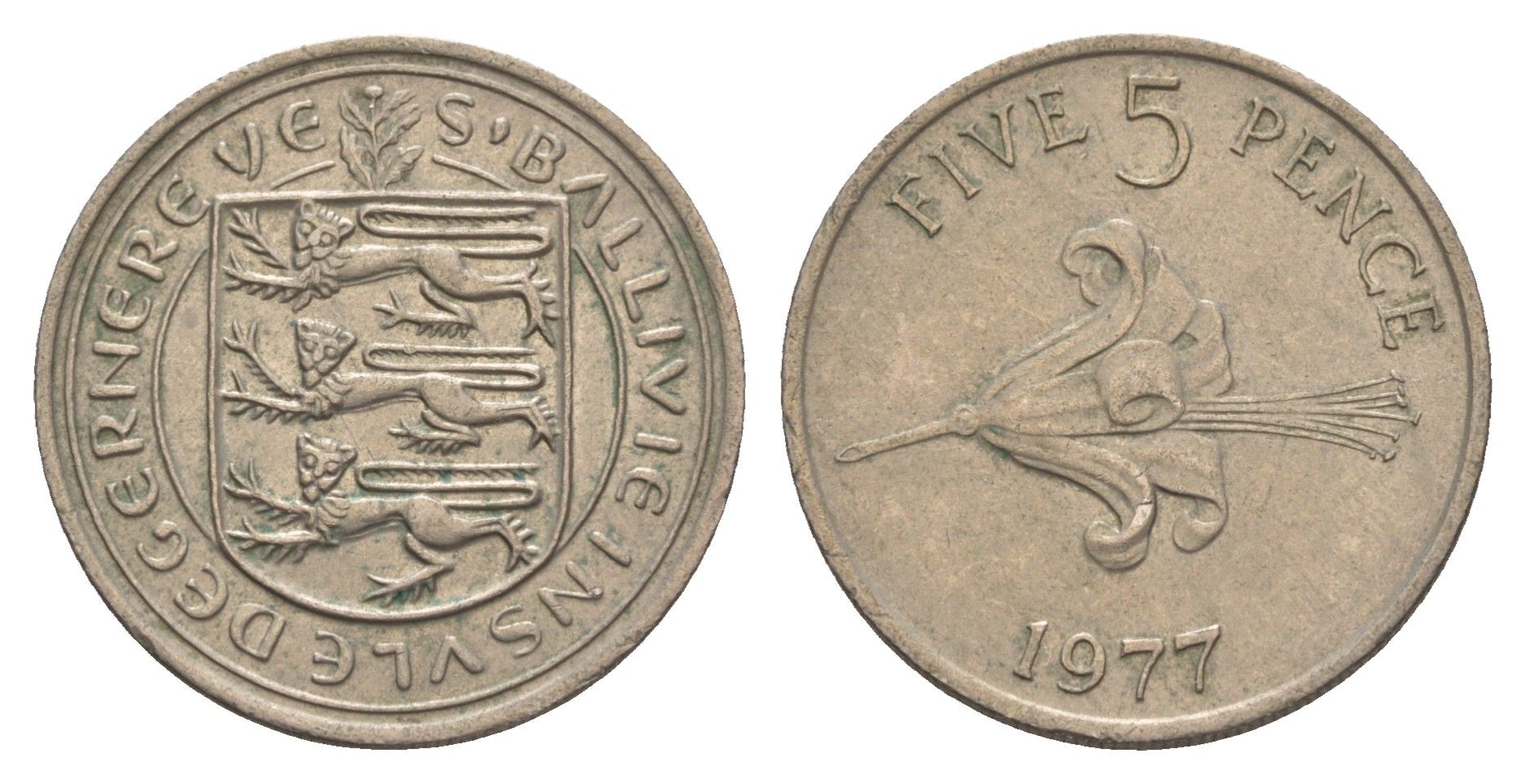 Гернси 5 пенсов 1977 KM 29 медно-никель 4656-1116