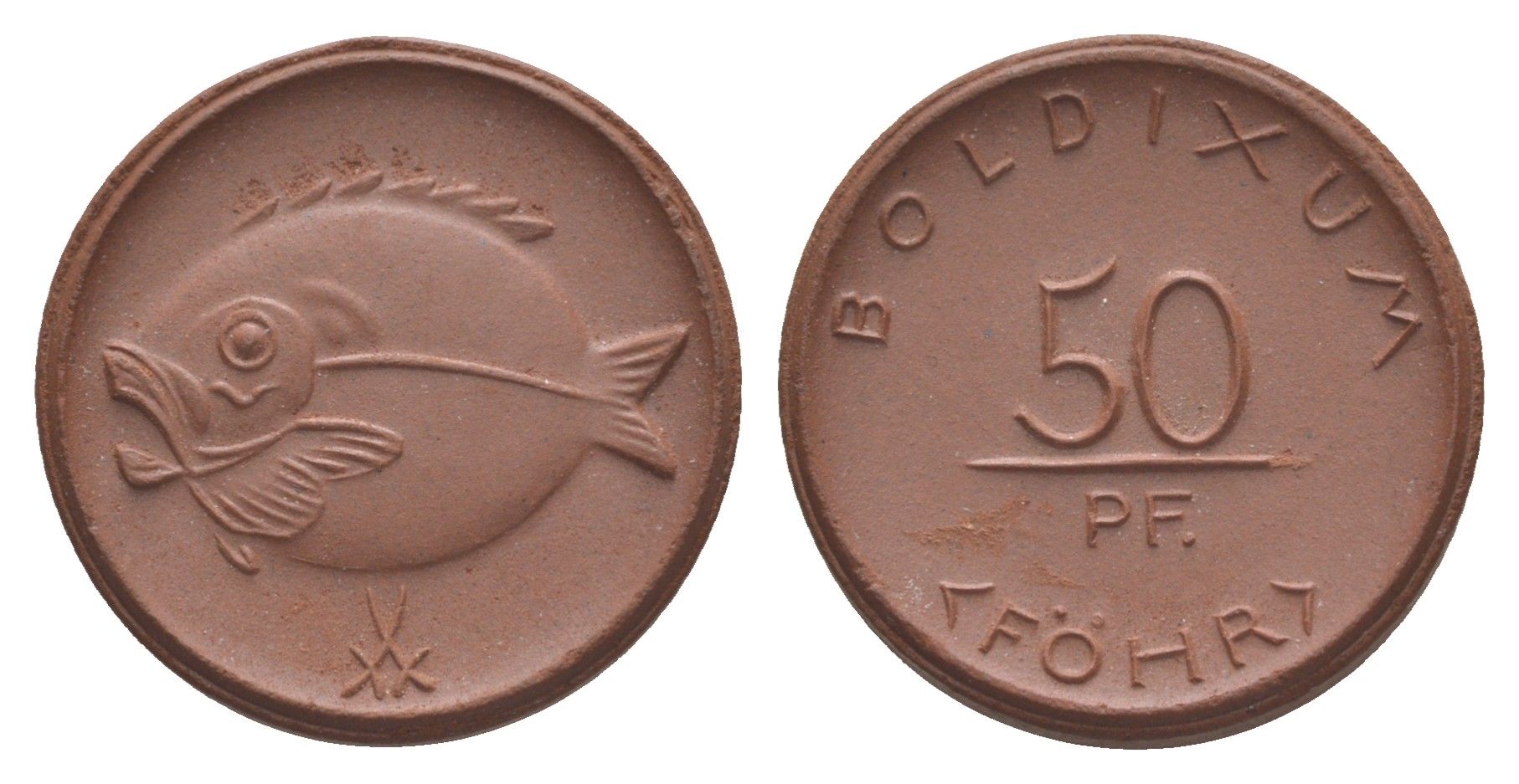 Больдиксум 50 пфеннигов ND (1920) Men22.2 4034.4, Scheuch 104a, Men05 3147.4 фарфор 1094-9-64