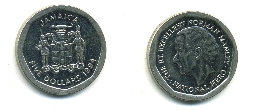 ЯМАЙКА 5 ДОЛЛАРОВ 1994 KM 163 сталь 4364-1043