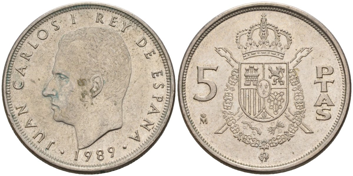 Испания 5 песет 1989 Хуан Карлос I (1975 - 2014) KM 823 медно-никель 4155-744