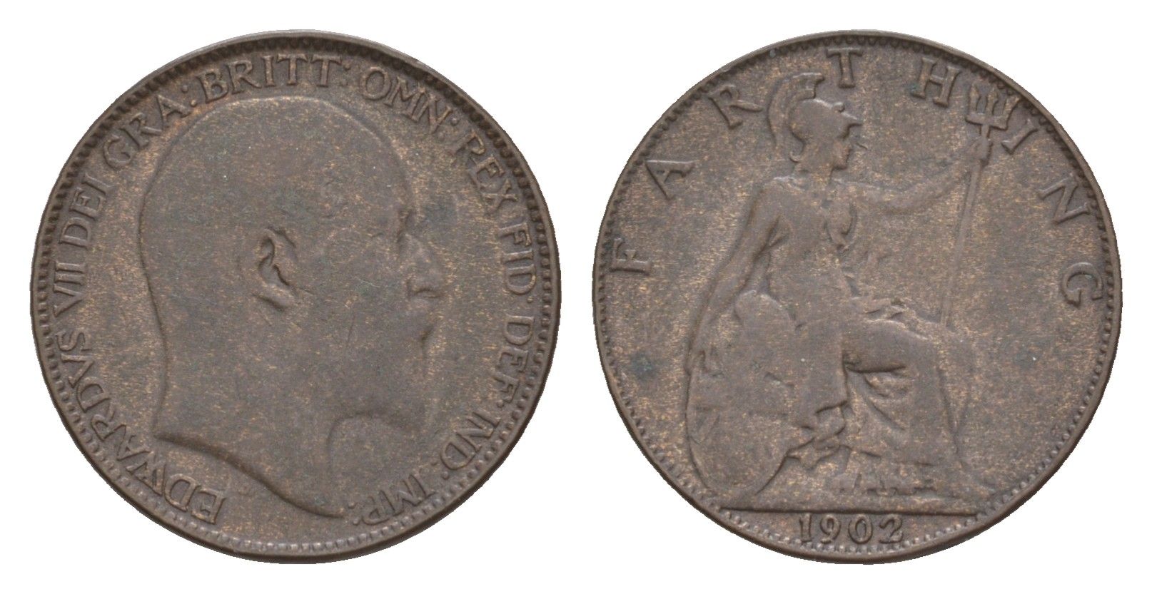 Великобритания 1 фартинг 1902 Эдуард VII (1901-1910) KM 792, Spink 3992 бронза 4651-1156