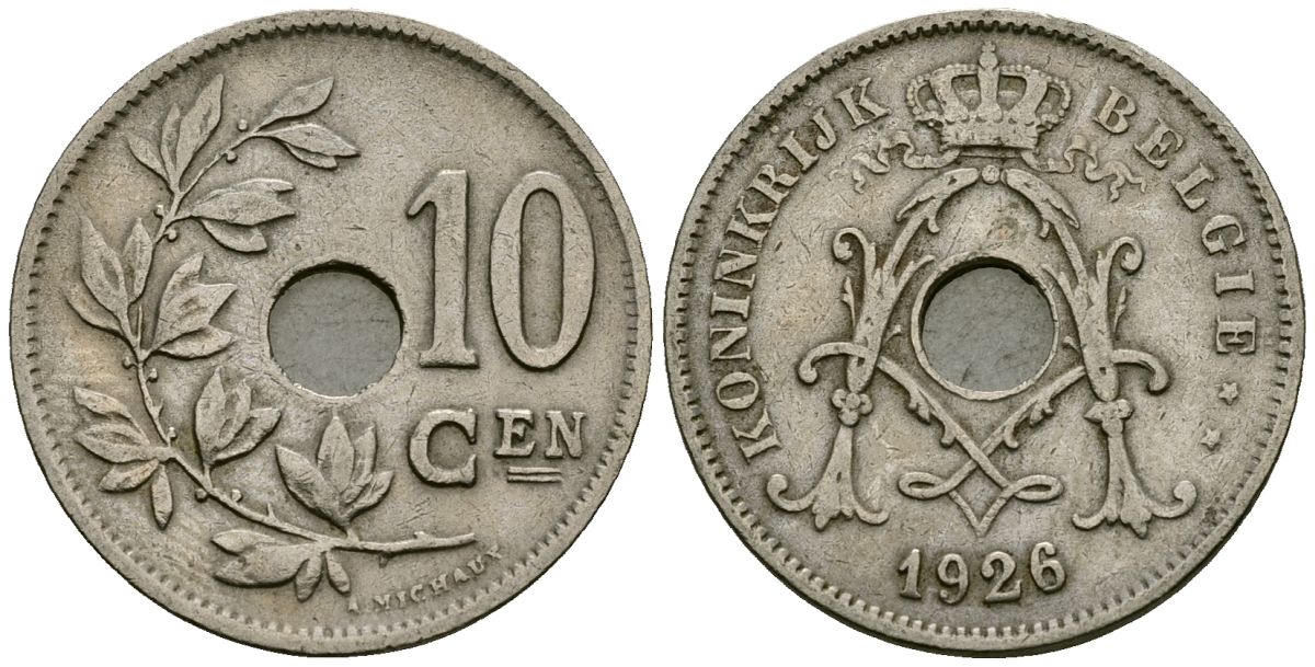 Бельгия 10 сантимов 1926 Belgie KM 86 медно-никель 3336-1032