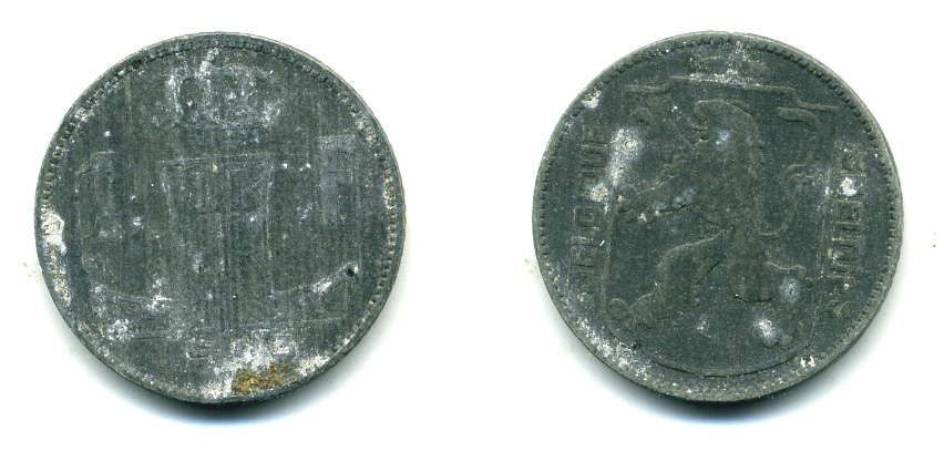 БЕЛЬГИЯ 1 ФРАНК 1943 BELGIQUE-BELGIE KM 127 цинк 86-1632