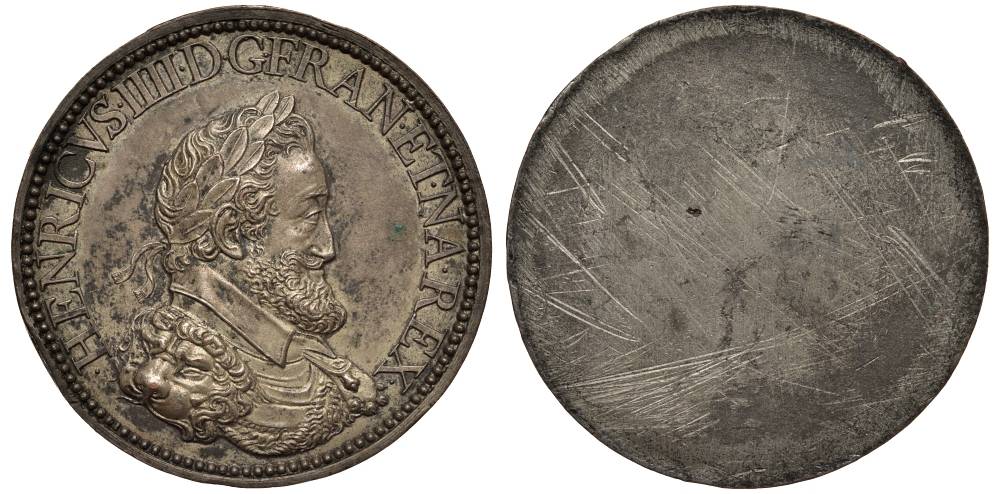ФРАНЦИЯ МЕДАЛЬ ND ГЕНРИХ VI (1589-1610), ОДНОСТОРОННЯЯ, ПОЗДНИЙ ЧЕКАН, ДИАМЕТР 49 ММ. бронза 1090-2-32