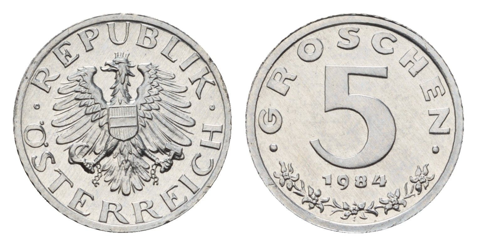 Австрия 5 грошей 1984 KM 2875 цинк PROOF 188-315