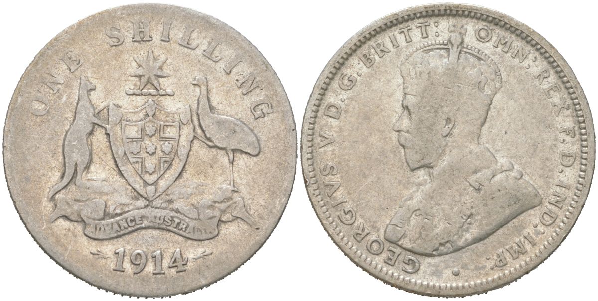 Австралия 1 шиллинг 1914 Георг V (1910-1936) KM 26 серебро 190-234