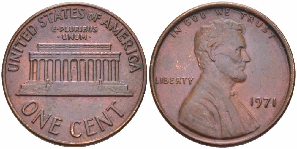 США 1 ЦЕНТ 1971 ЛИНКОЛЬН KM 201 медь цинк 105-622
