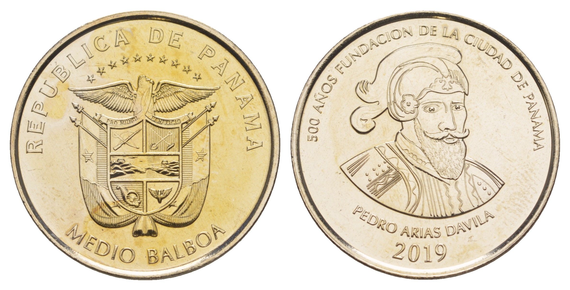 Панама 1/2 бальбоа (50 сентесимо) 2019 500 лет основанию Панамы KM 183 медь плакированная медно-никелем UNC 4645-325