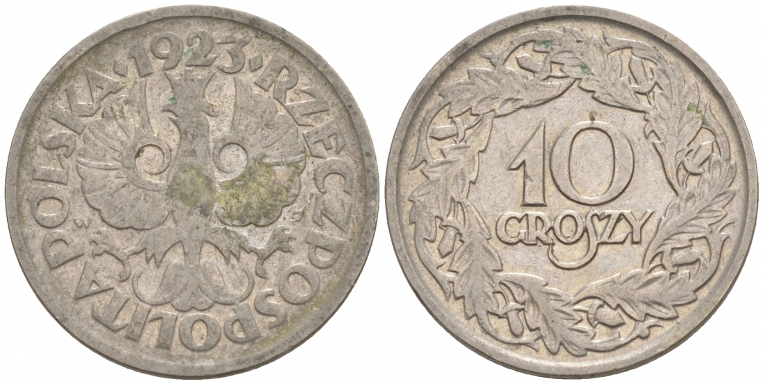 ПОЛЬША 10 ГРОШЕЙ 1923 KM 11 никель 44-151