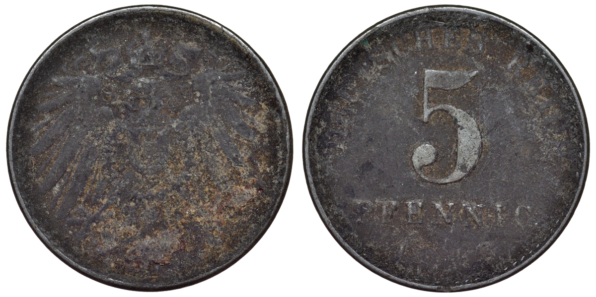 Германия 5 пфеннигов 1918 ? KM 19, J. 297, Weege 5 железо 4118-1222