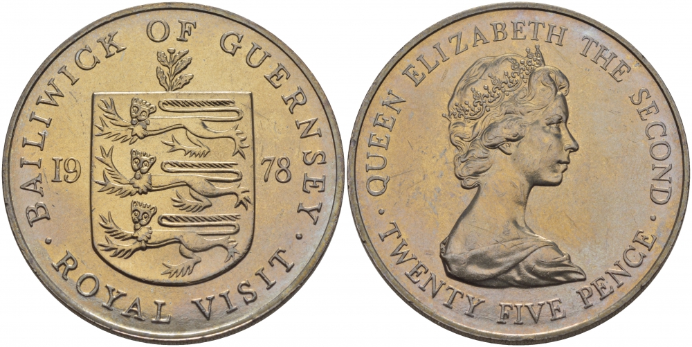 Джерси 25 пенсов 1977 25 лет правления Елизаветы II, в оригинальной коробке KM 44 медно-никель UNC 1085-4-23