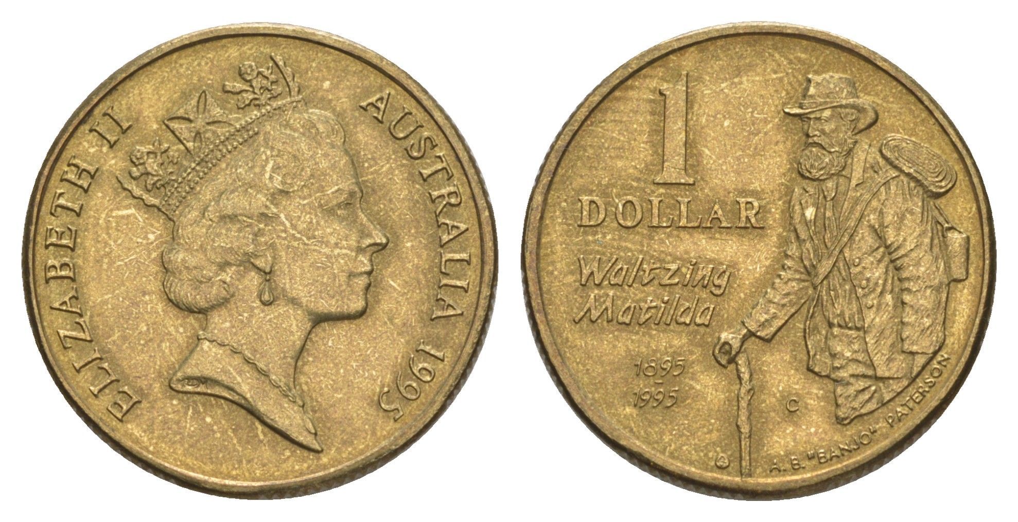 Австралия 1 доллар 1995 Эндрю «Банджо» Патерсон KM 269 алюминиевая бронза 4631-1152