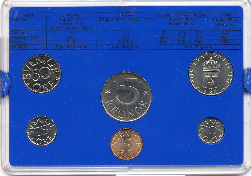 Швеция набор монетного двора из 6 монет 1984 в пластике, Карл XVI Густав (1973- ) KM MS31 UNC 5-4-2-45