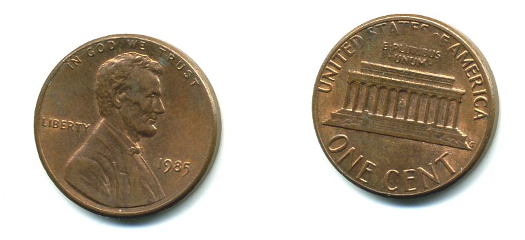 США 1 ЦЕНТ 1985 ЛИНКОЛЬН KM 201b цинк плакированный медью 46-711