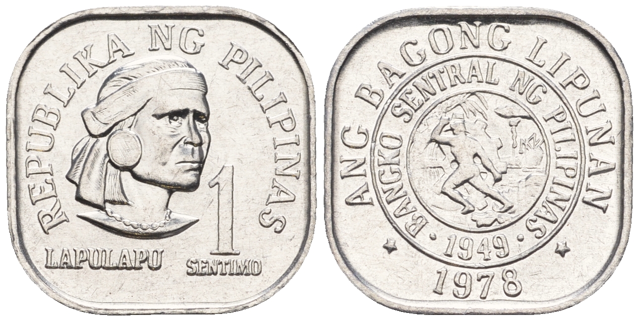 Филиппины 1 сентимо 1978 вождь острова Мактан Лапу-Лапу KM 205 алюминий  UNC  220-1114