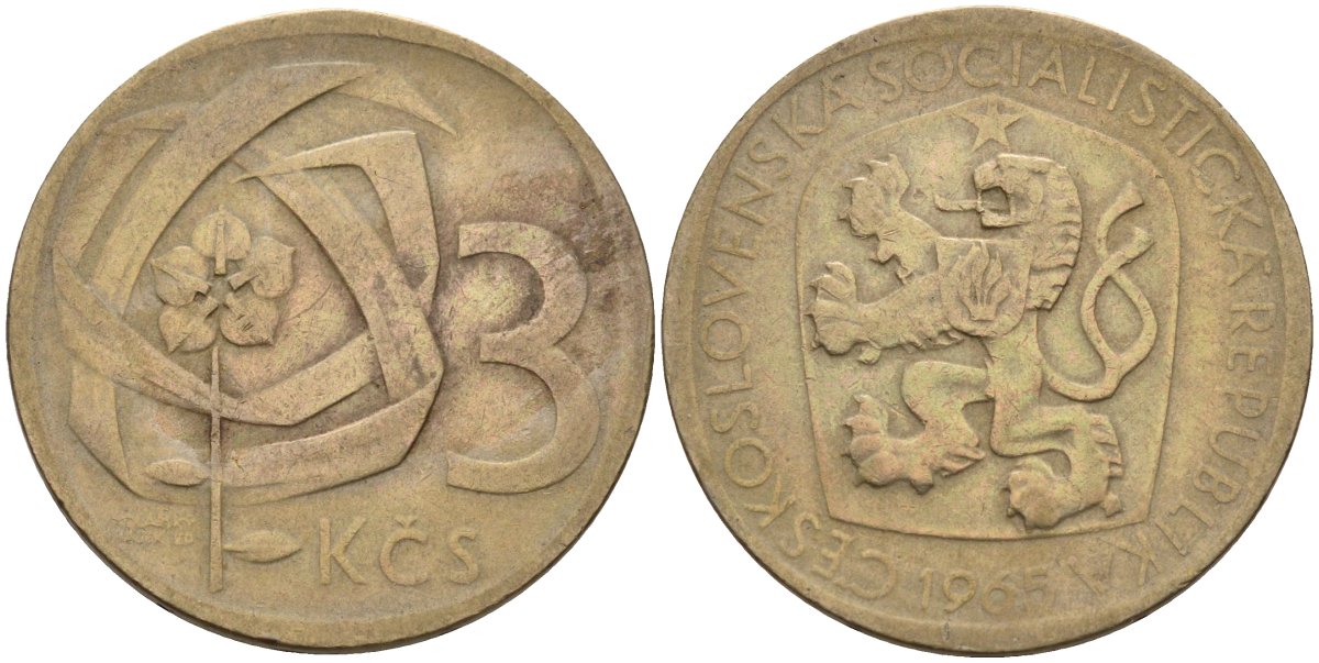 Чехословакия 3 кроны 1965 KM 57 медно-никель 4141-515