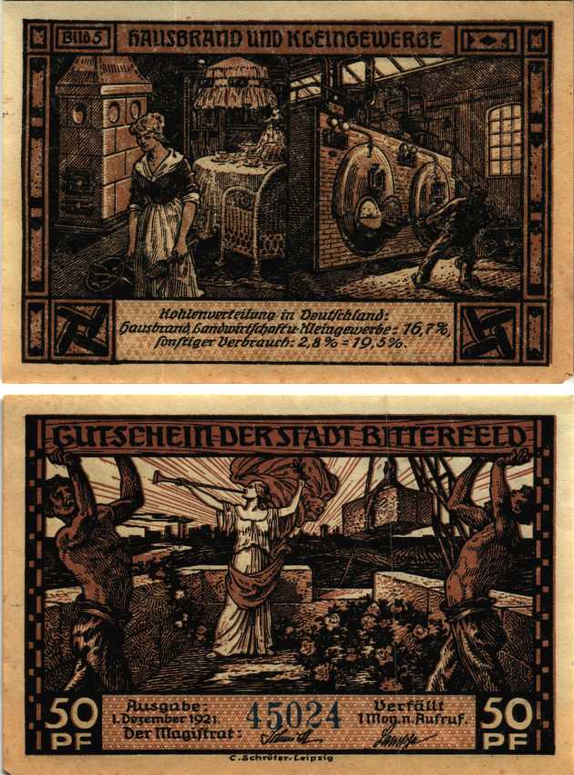 БИТТЕРФЕЛЬД 50 ПФЕННИГОВ 1921 НОТГЕЛЬД, 1 ДЕКАБРЯ 1921, ЗЕМЛЯ САКСОНИЯ-АНХАЛЬТ, BILD 5 Grabowski 111.3 бумага 6318-47-1-1