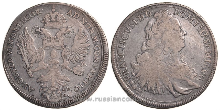 Аугсбург 1 талер 1764 T-F(A)H Франциск I KM 183, Dav. 1929 серебро 00-000-00