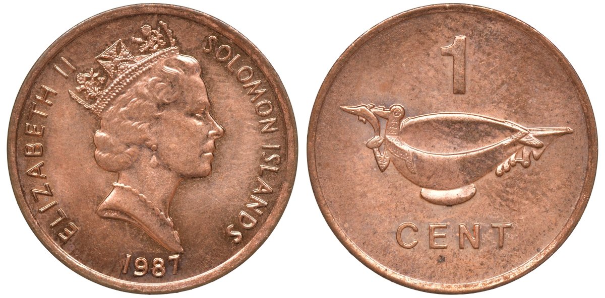 Соломоновы острова 1 цент 1987 Елизавета II (1953-) KM 24 сталь плакированная бронзой aUNC 4602-935
