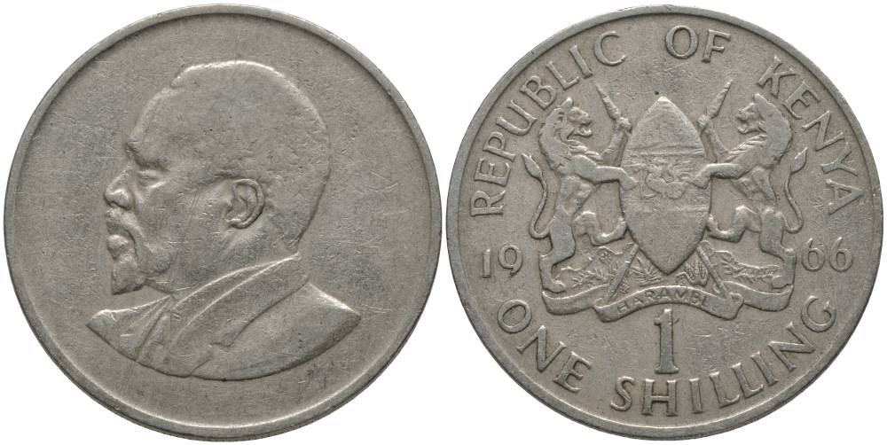 Кения 1 шиллинг 1966 Джомо Кениата KM 5 медно-никель 181-534