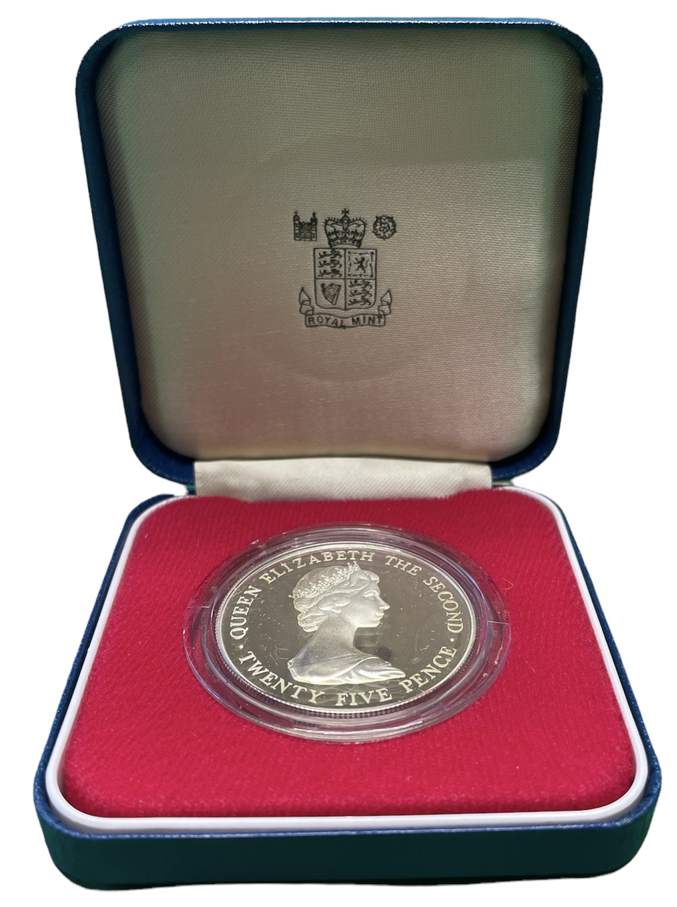 Гернси 25 пенсов 1978 Королевский визит, в оригинальной коробке KM 32a серебро PROOF 3-4-4-17