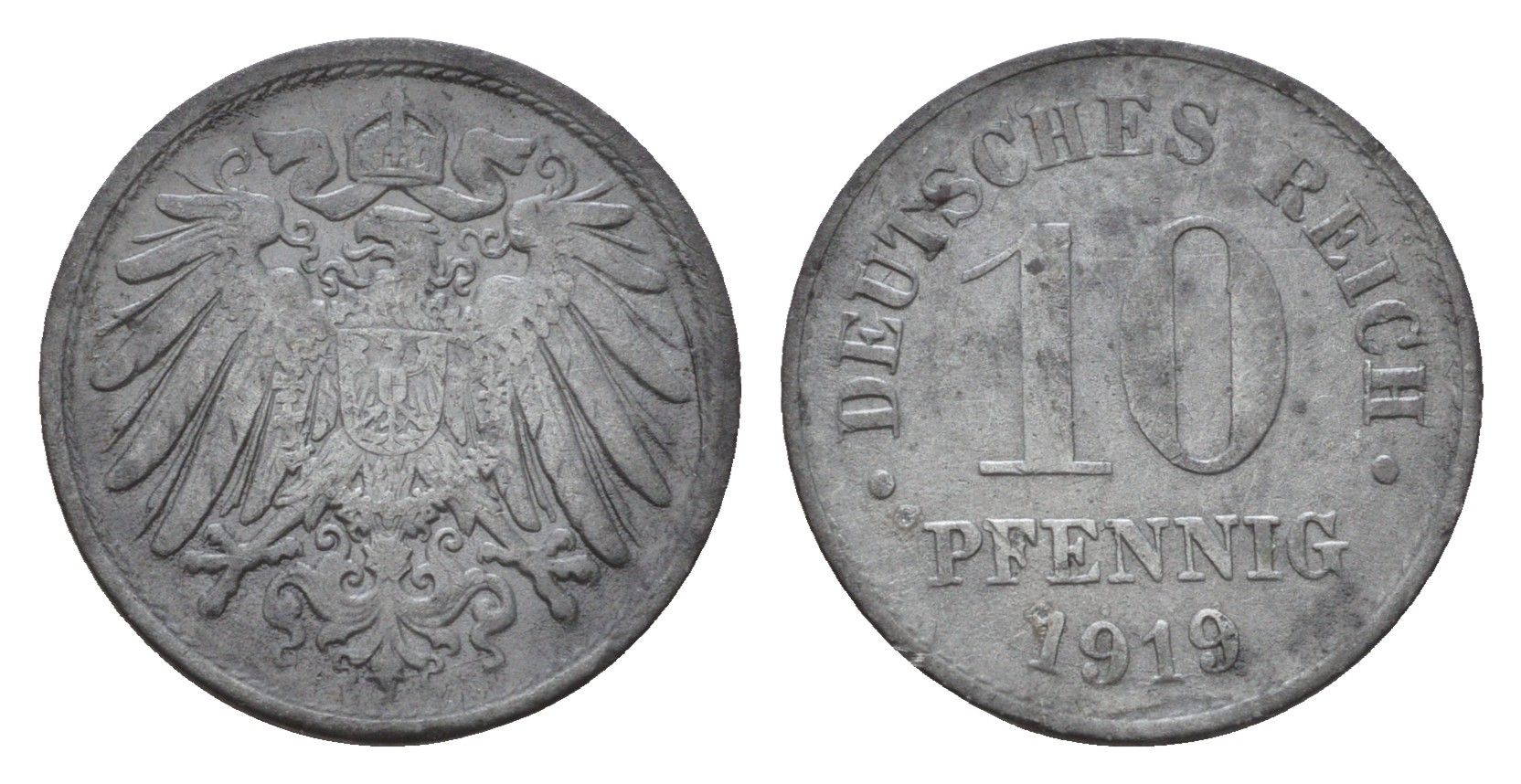 Германия 10 пфеннигов 1919 KM 26, J. 299 цинк 4636-1127