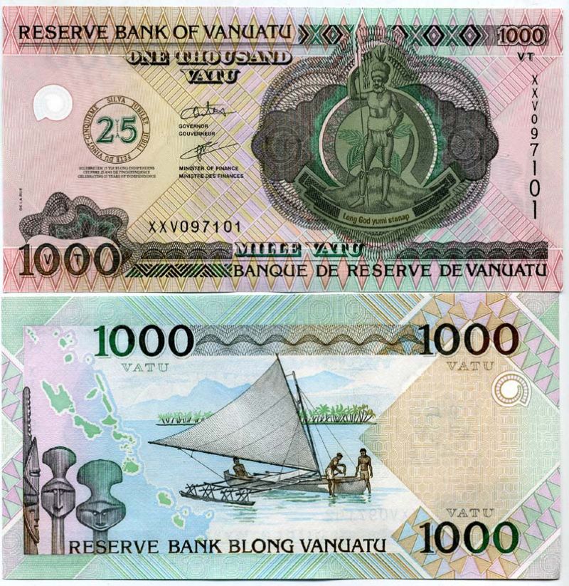 Вануату 1000 вату 2005 25 независимости (1980-2005) Pick 11 бумага UNC (пресс) 449-4-2