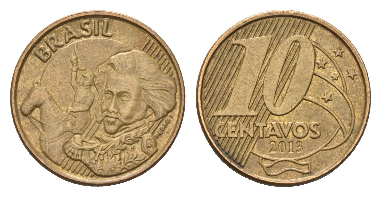 Бразилия 10 сентаво 2013 KM 649 сталь плакированная латунью 4689-114