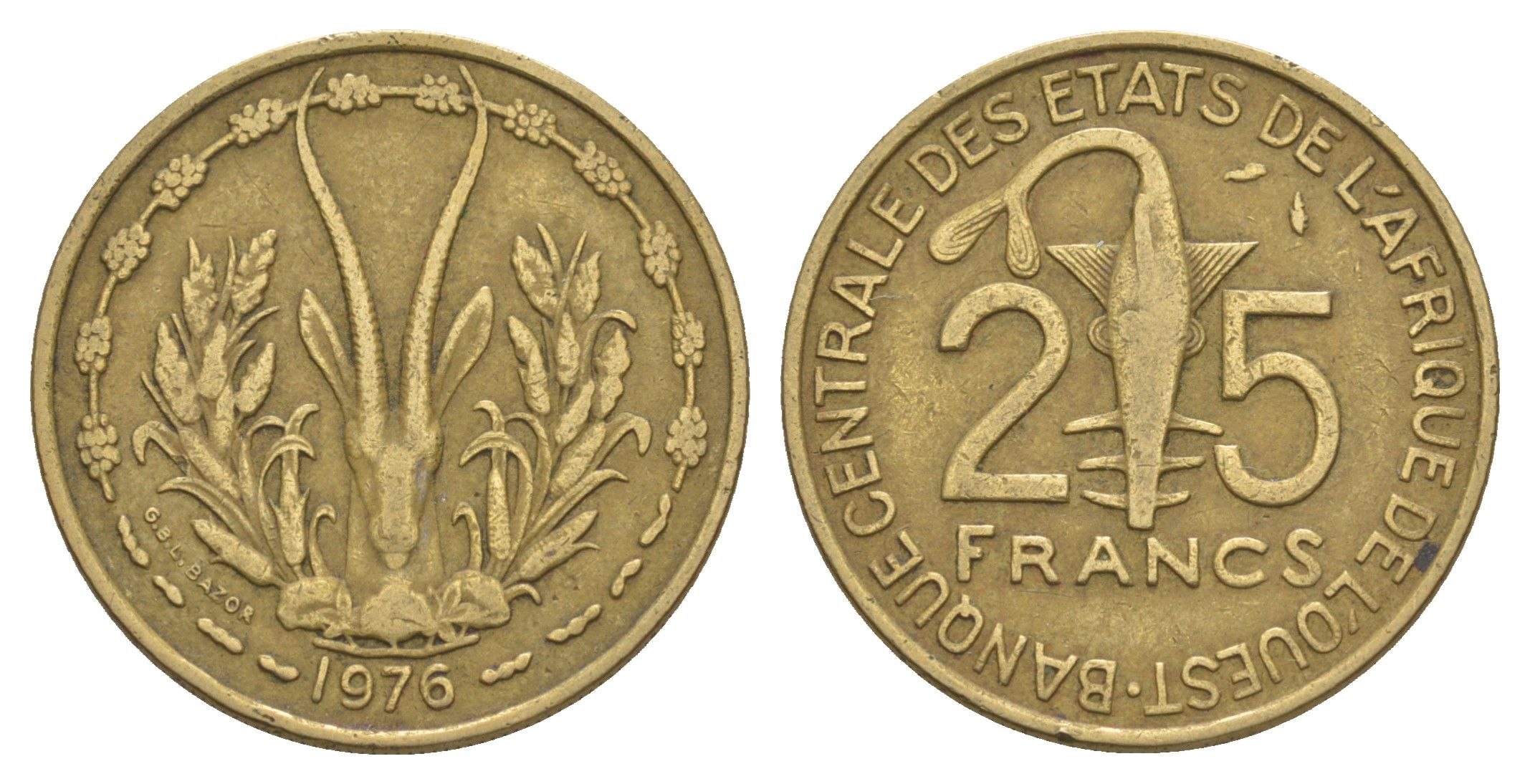 Западная Африка (BCEAO) 25 франков 1976 KM 5 медь алюминий никель 4656-851