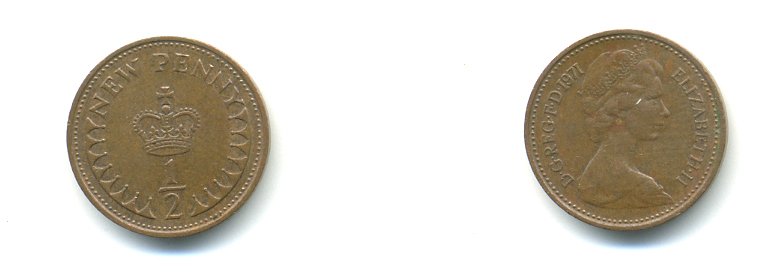 Великобритания 1/2 пенни 1971 Елизавета II (1952-2022) KM 914, Spink 4239 бронза 59-836