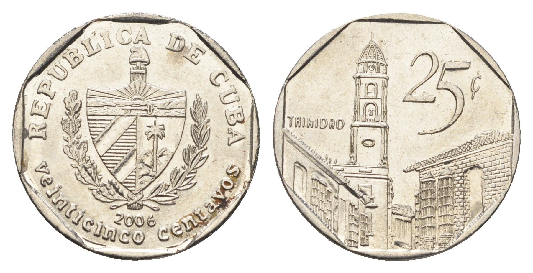 Куба 25 сентаво 2006 площадь в Тринидаде KM 577 сталь плакированная никелем aUNC 4663-852