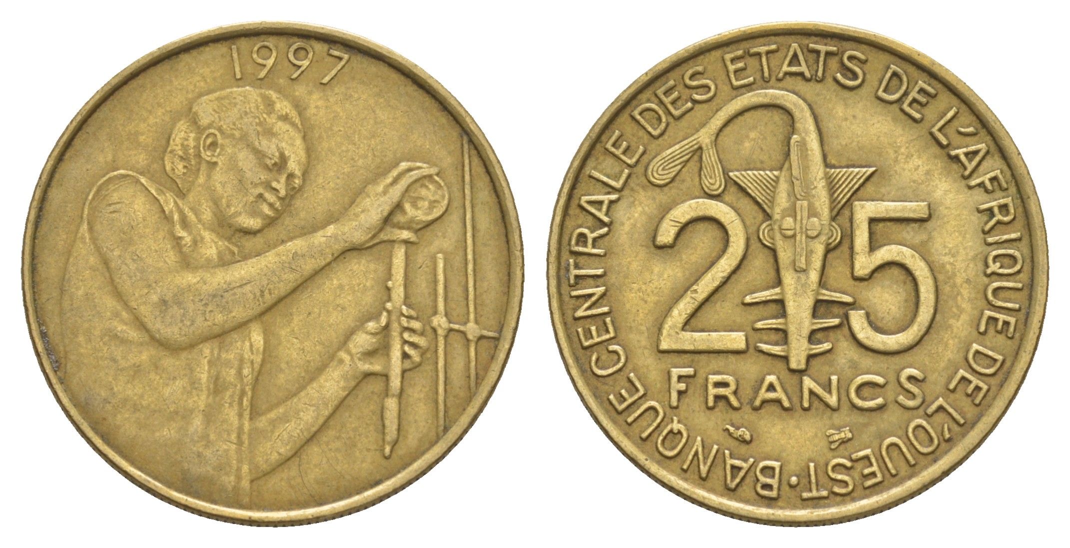 Западная Африка (BCEAO) 25 франков 1997 KM 9 алюминиевая бронза 4656-856