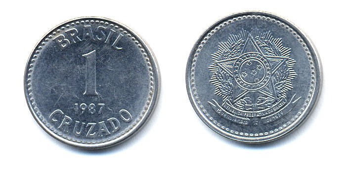 Бразилия 1 крузадо 1987 KM 605 нержавеющая сталь 51-4726