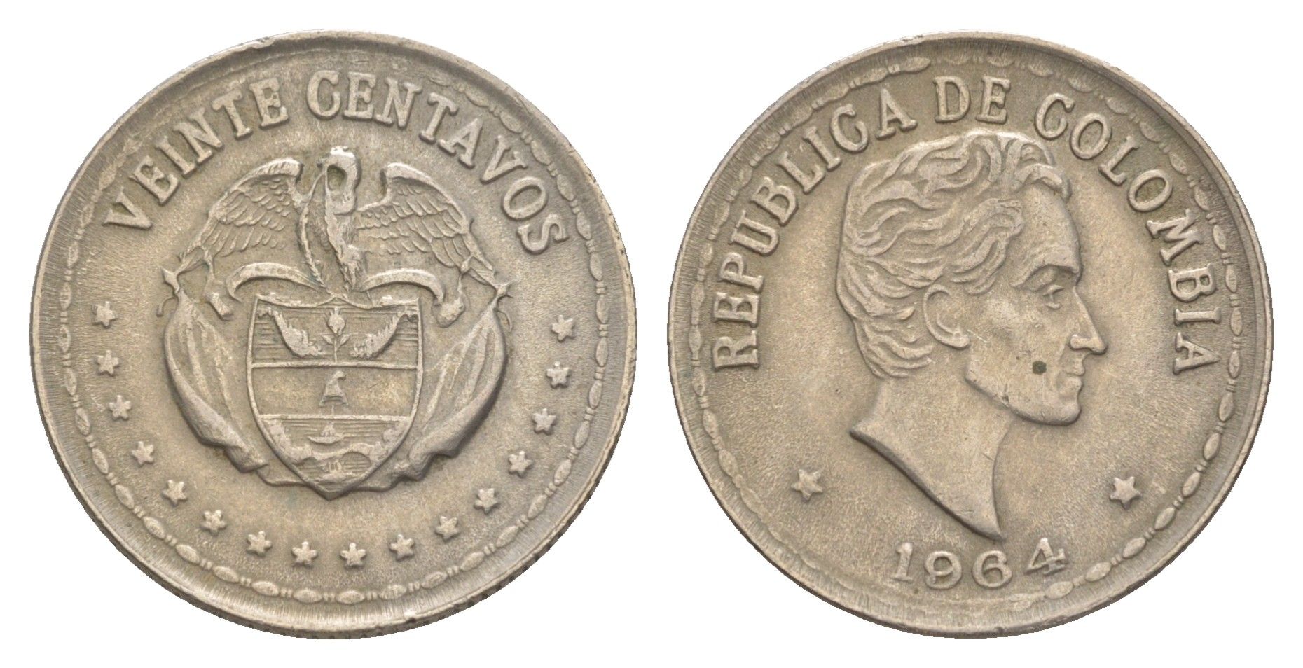 Колумбия 20 сентаво 1964 KM 215 медно-никель 4597-1234