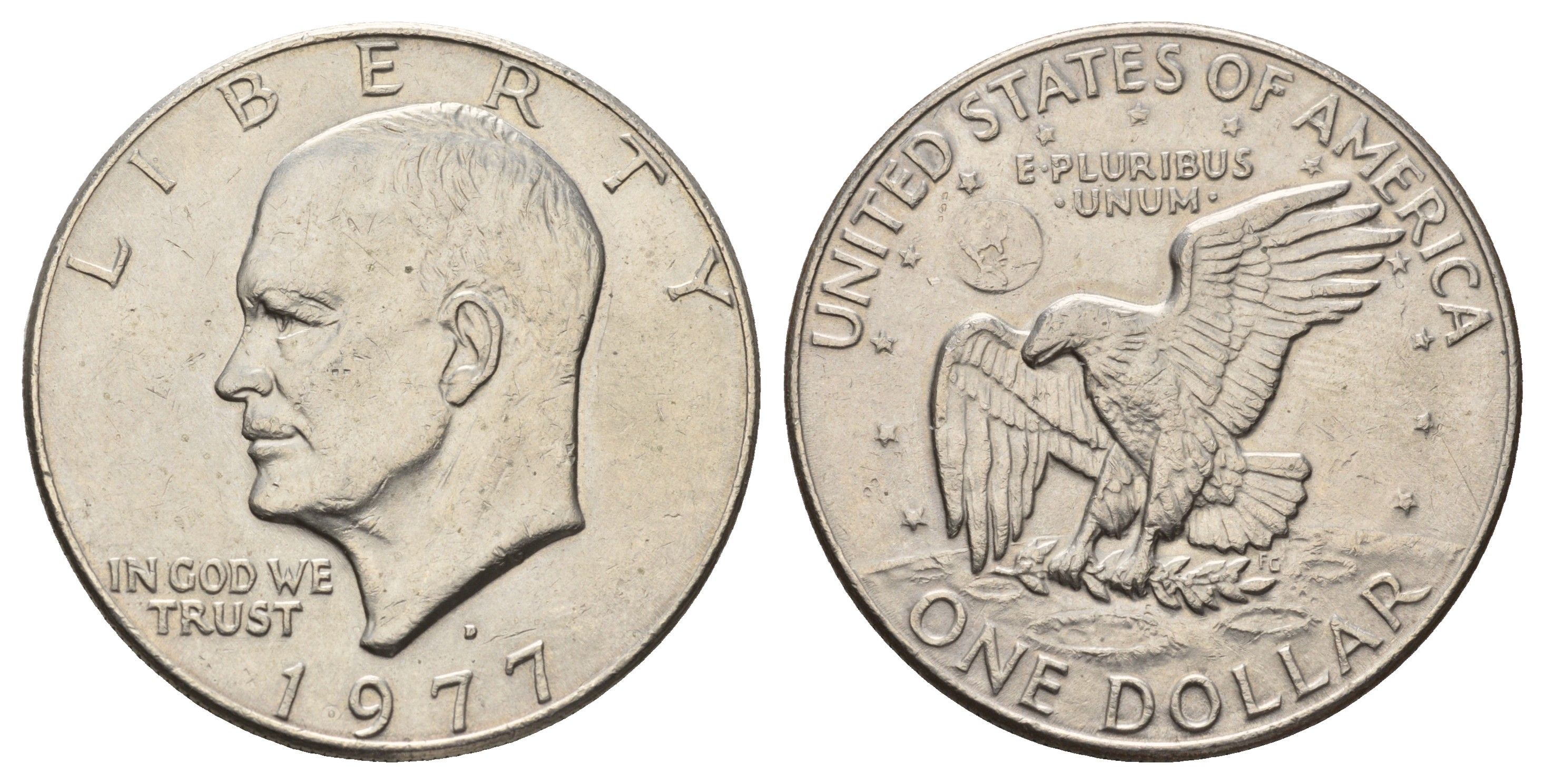 США 1 доллар 1977 D, Эйзенхауэра KM 203 медь плакированная медно-никелем 4558-435
