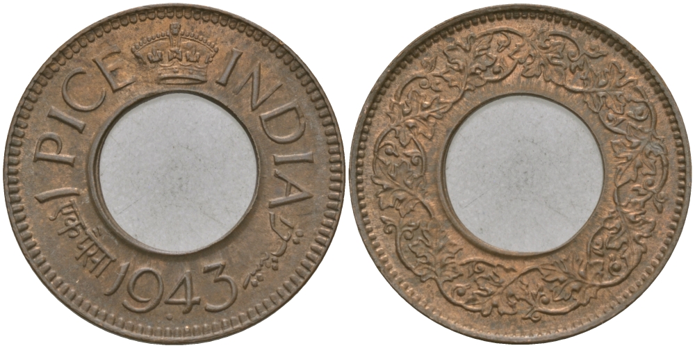 Британская Индия 1 пайс 1944 Георг VI (1936-1952) KM 533 бронза 33-1032