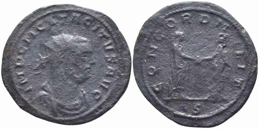 Римская Империя аврелианиан 276 Тацит CONCORD MILIT Сисция Very fine RIC 130 var бронза 1073-16-45