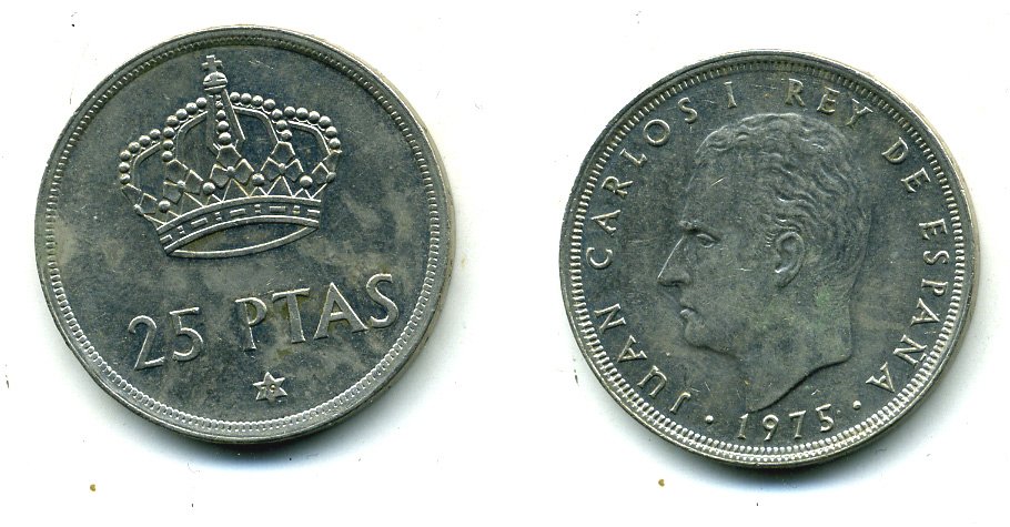 Испания 25 песет 1975 (79) Хуан Карлос I (1975-2014) KM 808 медно-никель 51-4715