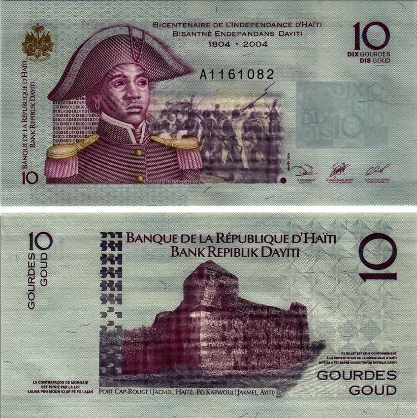 ГАИТИ 10 ГУРДОВ 2004 ГЕНЕРАЛ ШАРЛЬ БИЛЕР, 200 ЛЕТ НЕЗАВИСИМОСТИ ГАИТИ Pick 272а бумага UNC (ПРЕСС) 2192-47-3-2
